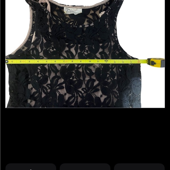 FREE PEOPLE Miles Of Lace Black Dress Nude Slip Floral LBD Cocktail Mini size M - Picture 11 of 16